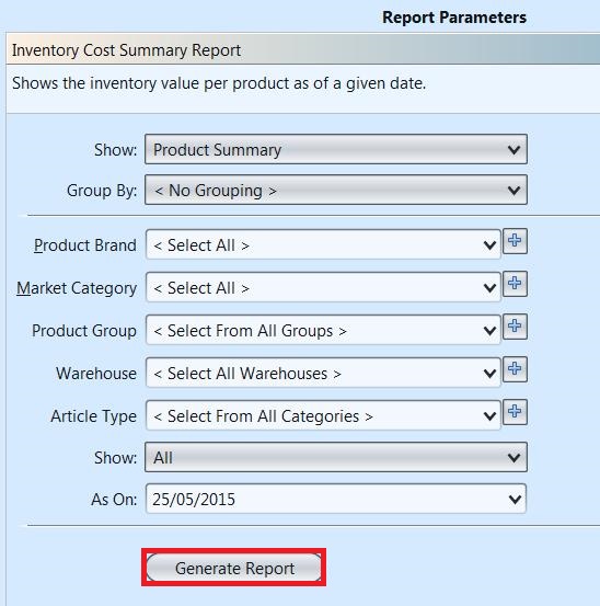 Inventory Reports - generate