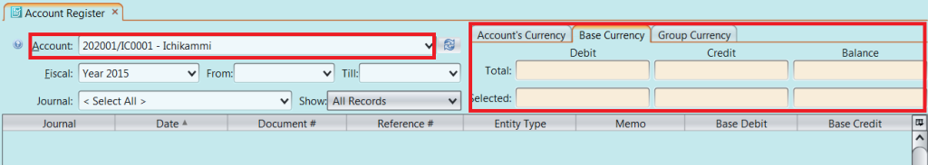 Account Register - base currency