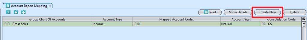 Account Report Mapping create