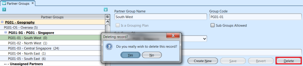 Partner Groups - delete