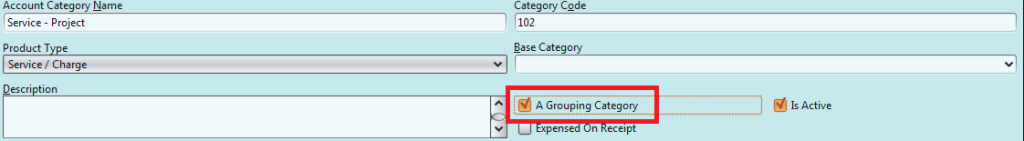 Account Category grouping
