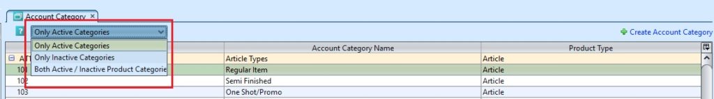 Account Category sort