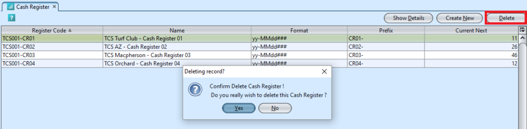 Cash Register - delete