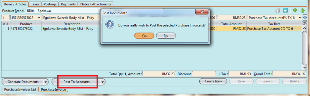 Purchase Invoice Post2