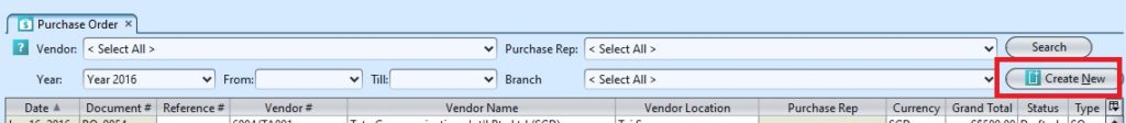 Purchase Order create