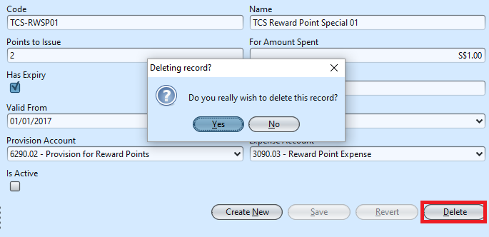 Reward Point - delete