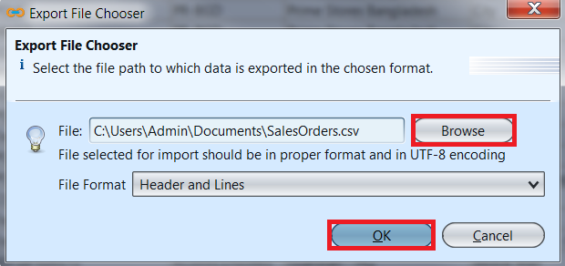 Sales Order - export file chooser