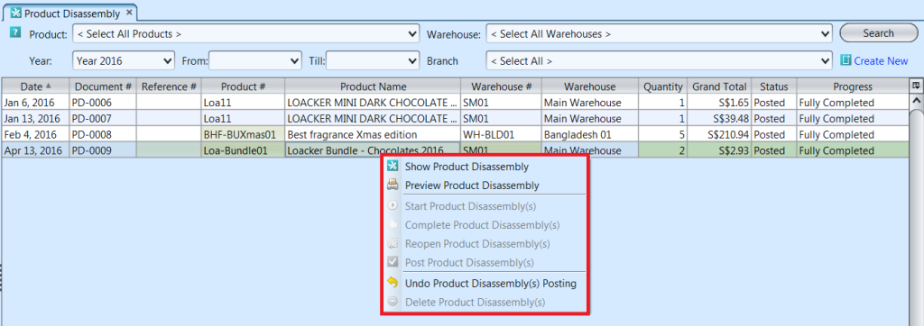 Product Disassembly - list options