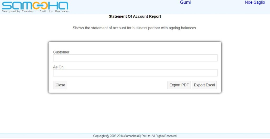 Accounts - Statement of Account Report